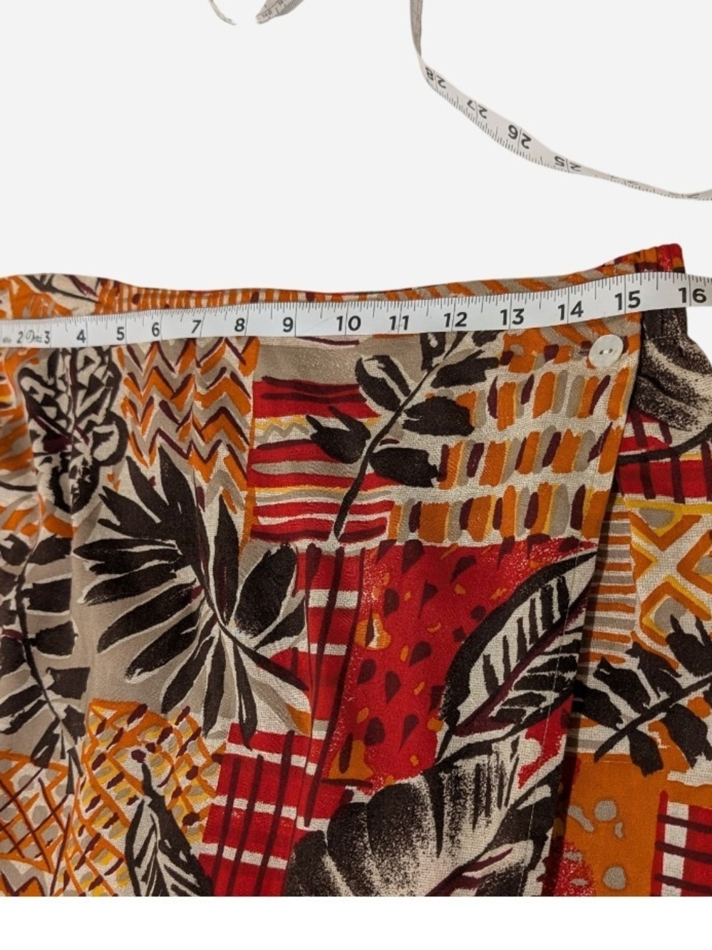 Pre-owned Patchwork Print Midi Skirt in Red & Orange - Picture 4 of 9